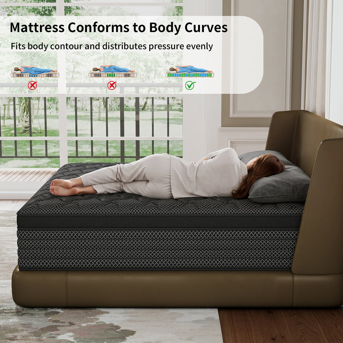 Mokiiya 12 inch Full Mattress, Gel Memory Foam & Spring Hybrid Mattresses Medium Comfort Full Size in a Box,Adult
