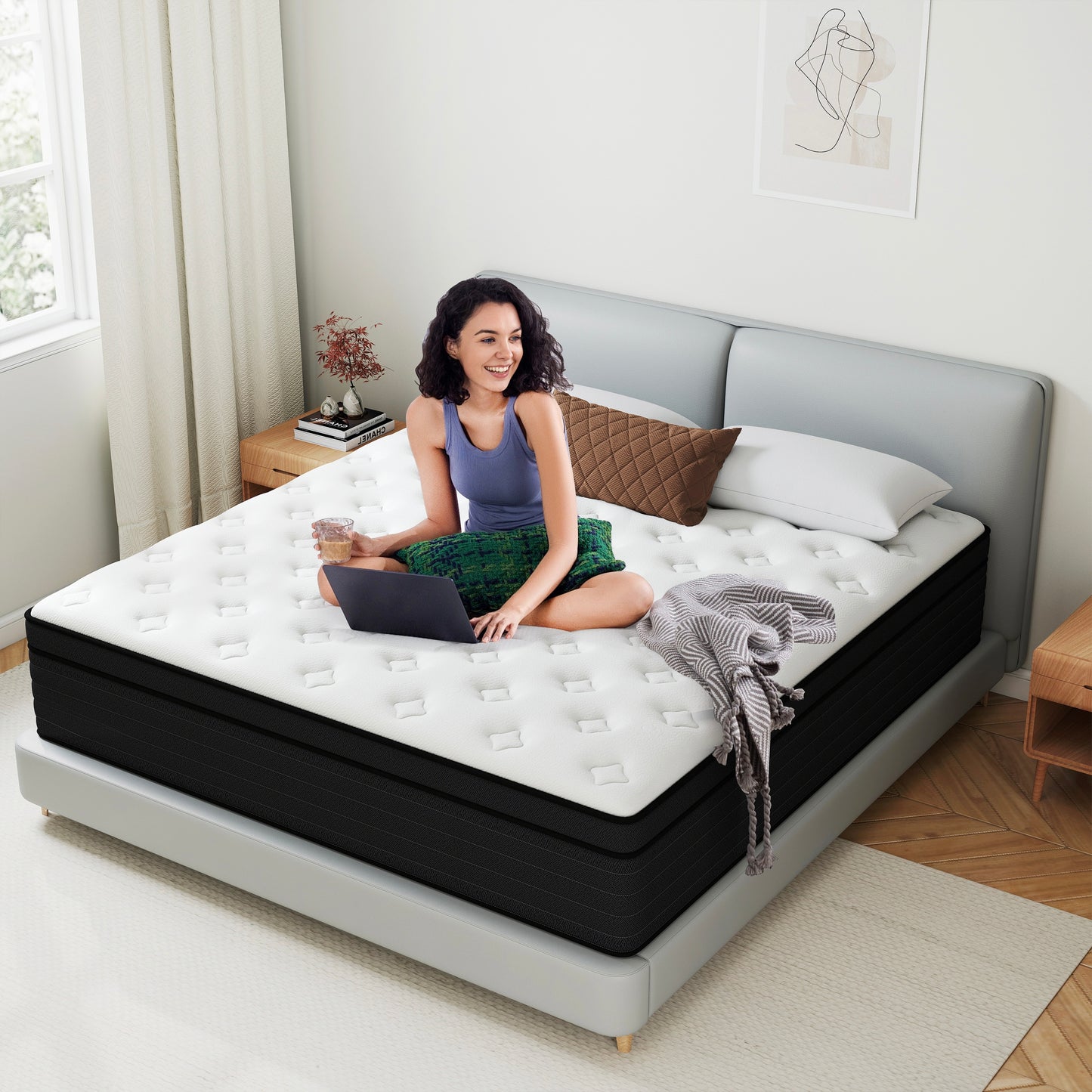 lemontalking 8/10/12/14 INCH TWIN FULL QUEEN KING MATTRESS MEDIUM COMFORT TWIN SIZE FOR ADULT HYBRID MATTRESS IN A BOX