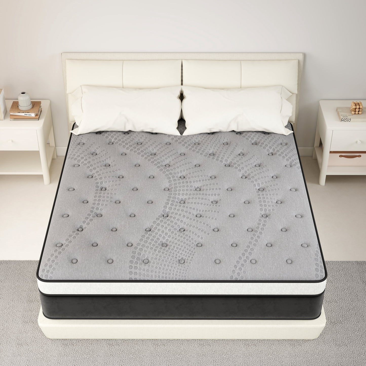 Mokiiya 12/14 INCH TWIN FULL QUEEN KING MATTRESS ,HYBRID MATTRESSES MEDIUM FIRM IN A BOX