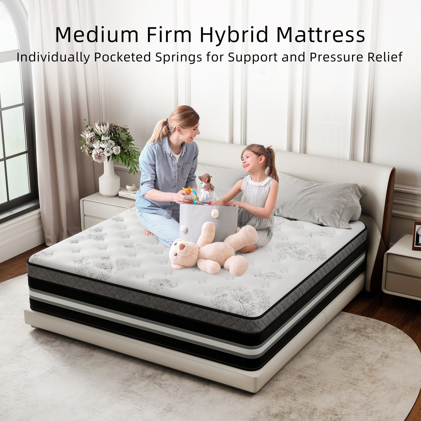 lemontalking 12/14 INCH TWIN FULL QUEEN KING MATTRESS ,HYBRID MATTRESSES MEDIUM FIRM IN A BOX