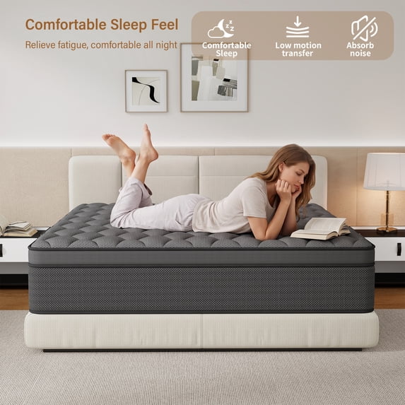 Kviwasha 12/14 INCH TWIN FULL QUEEN KING MATTRESS MEDIUM COMFORT TWIN SIZE FOR ADULT HYBRID MATTRESS IN A BOX