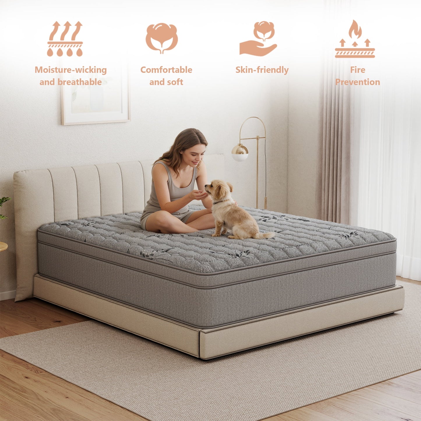 Mokiiya 12/14 INCH TWIN FULL QUEEN KING MATTRESS ,HYBRID MATTRESSES MEDIUM FIRM IN A BOX