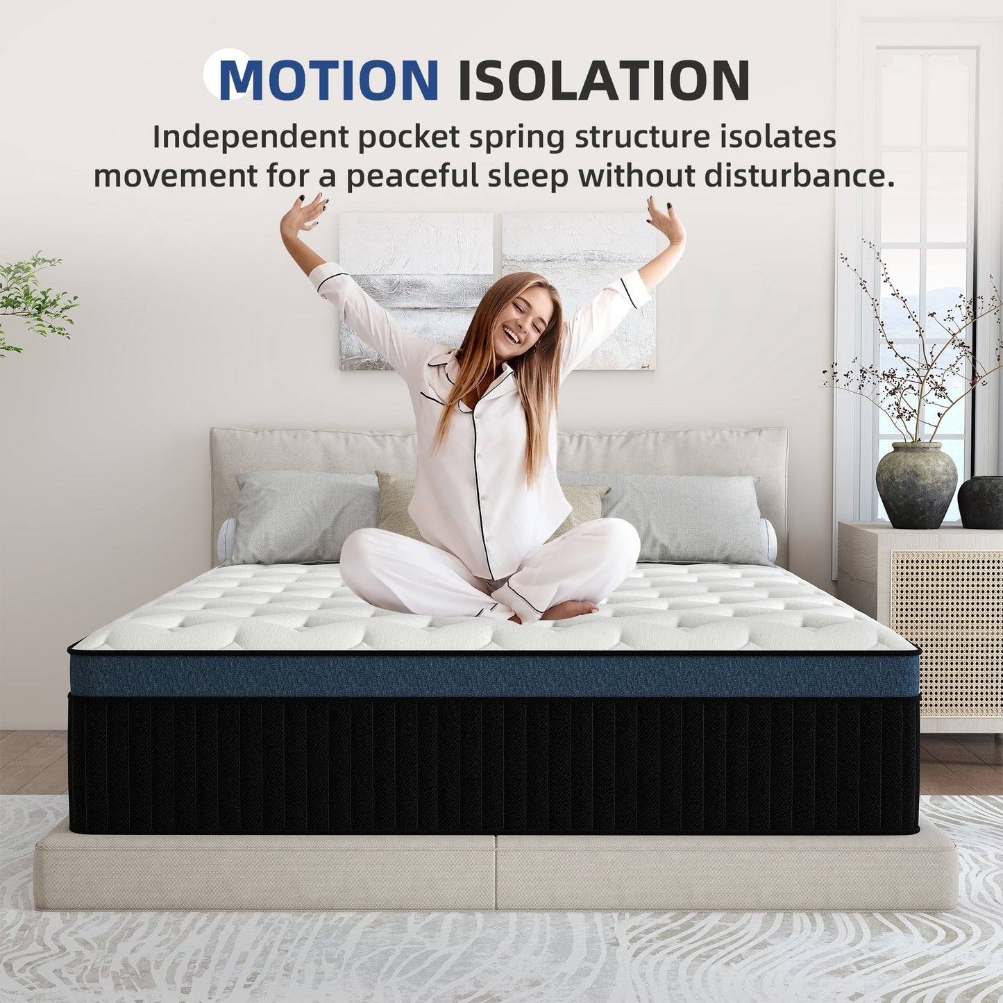 Mokiiya 12/14 INCH TWIN FULL QUEEN KING MATTRESS ,HYBRID MATTRESSES MEDIUM FIRM IN A BOX