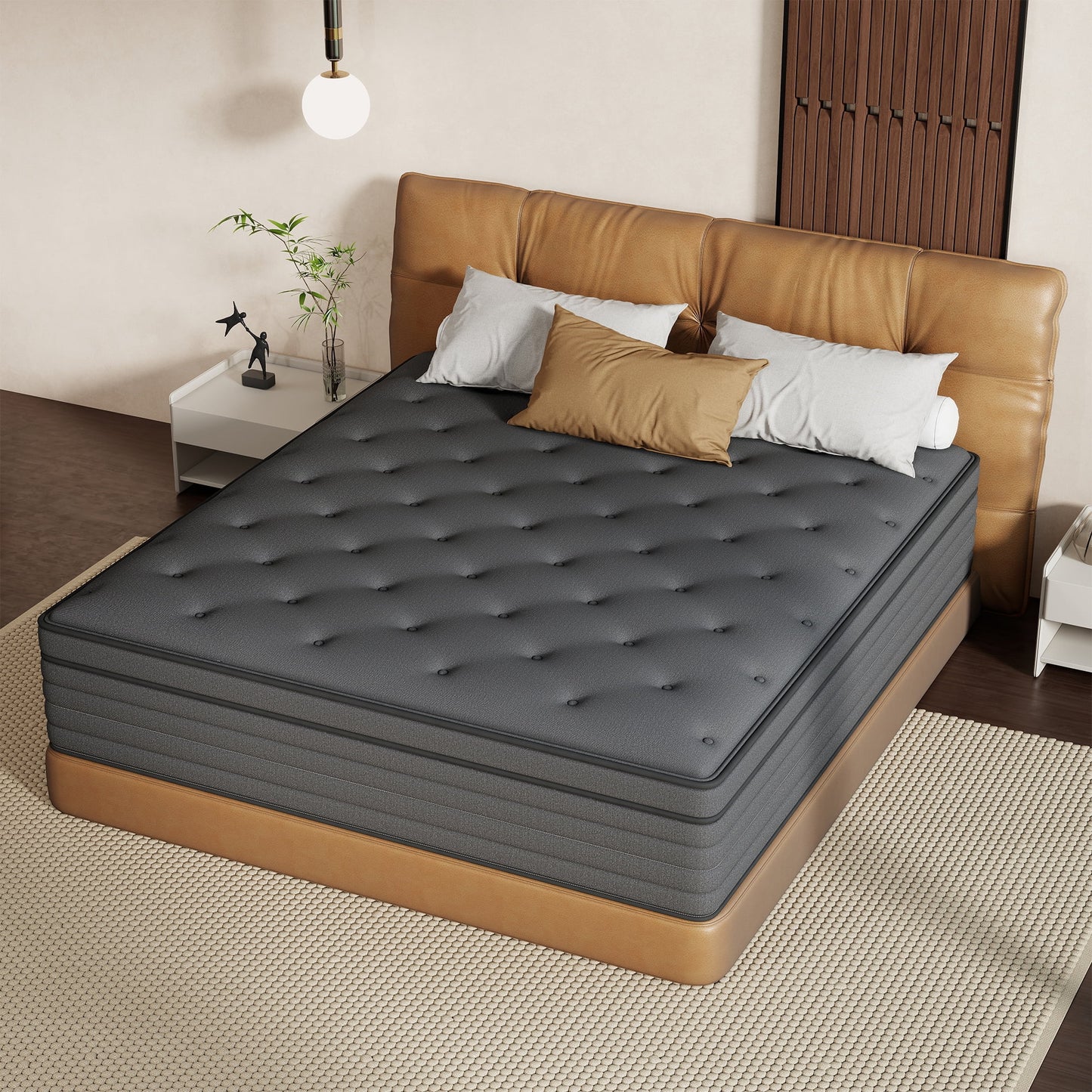 Mokiiya 12/14 INCH TWIN FULL QUEEN KING MATTRESS ,HYBRID MATTRESSES MEDIUM FIRM IN A BOX