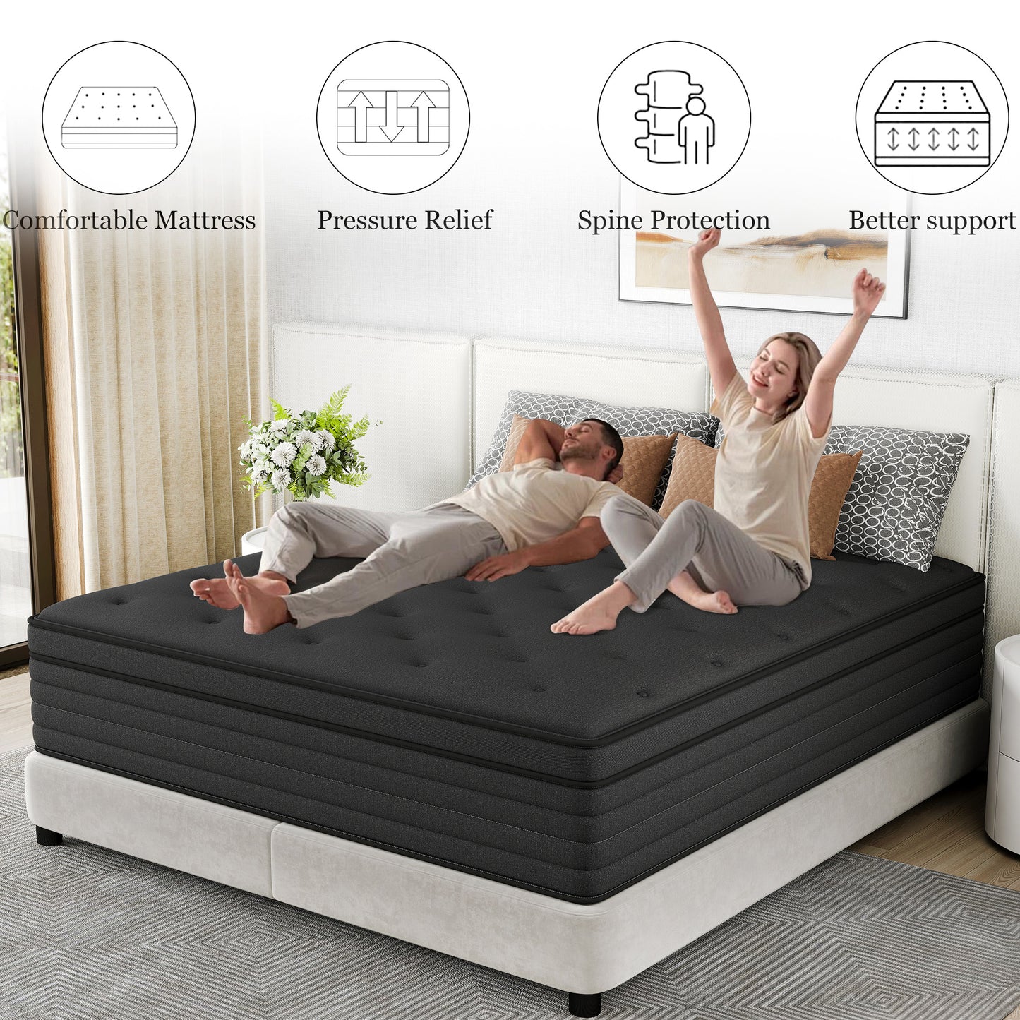 lemontalking 8/10 INCH TWIN FULL QUEEN KING MATTRESS ,HYBRID MATTRESSES MEDIUM FIRM IN A BOX