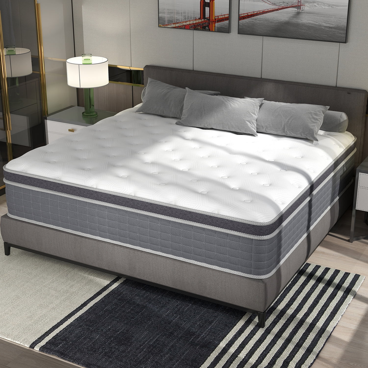 lemontalking 12/14 INCH TWIN FULL QUEEN KING MATTRESS ,HYBRID MATTRESSES MEDIUM FIRM IN A BOX