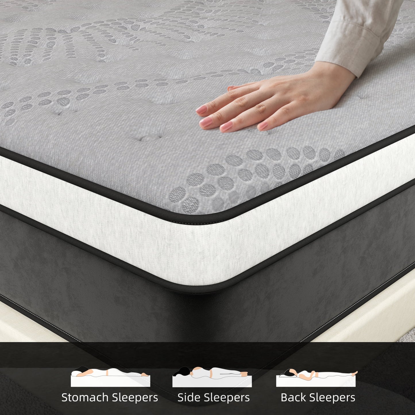 Mokiiya 12/14 INCH TWIN FULL QUEEN KING MATTRESS ,HYBRID MATTRESSES MEDIUM FIRM IN A BOX