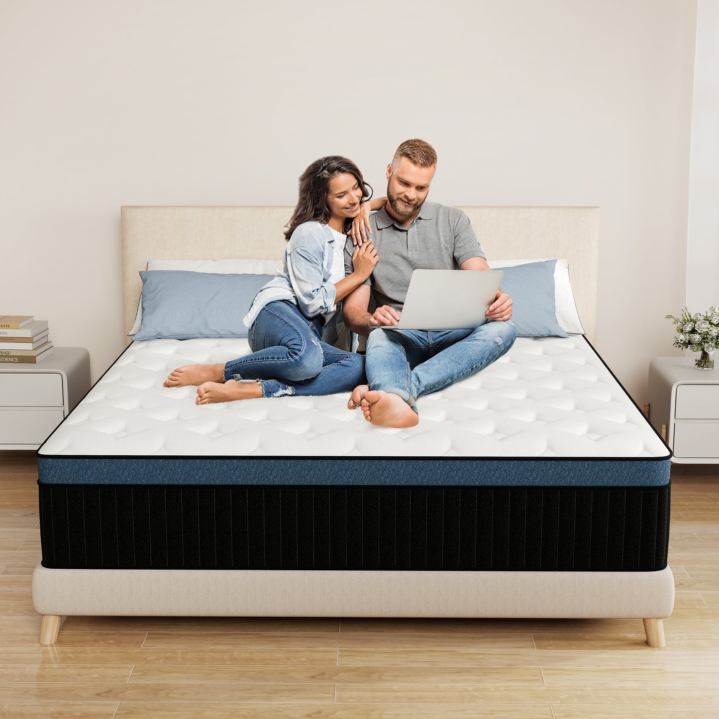 lemontalking 12/14 INCH TWIN FULL QUEEN KING MATTRESS ,HYBRID MATTRESSES MEDIUM FIRM IN A BOX