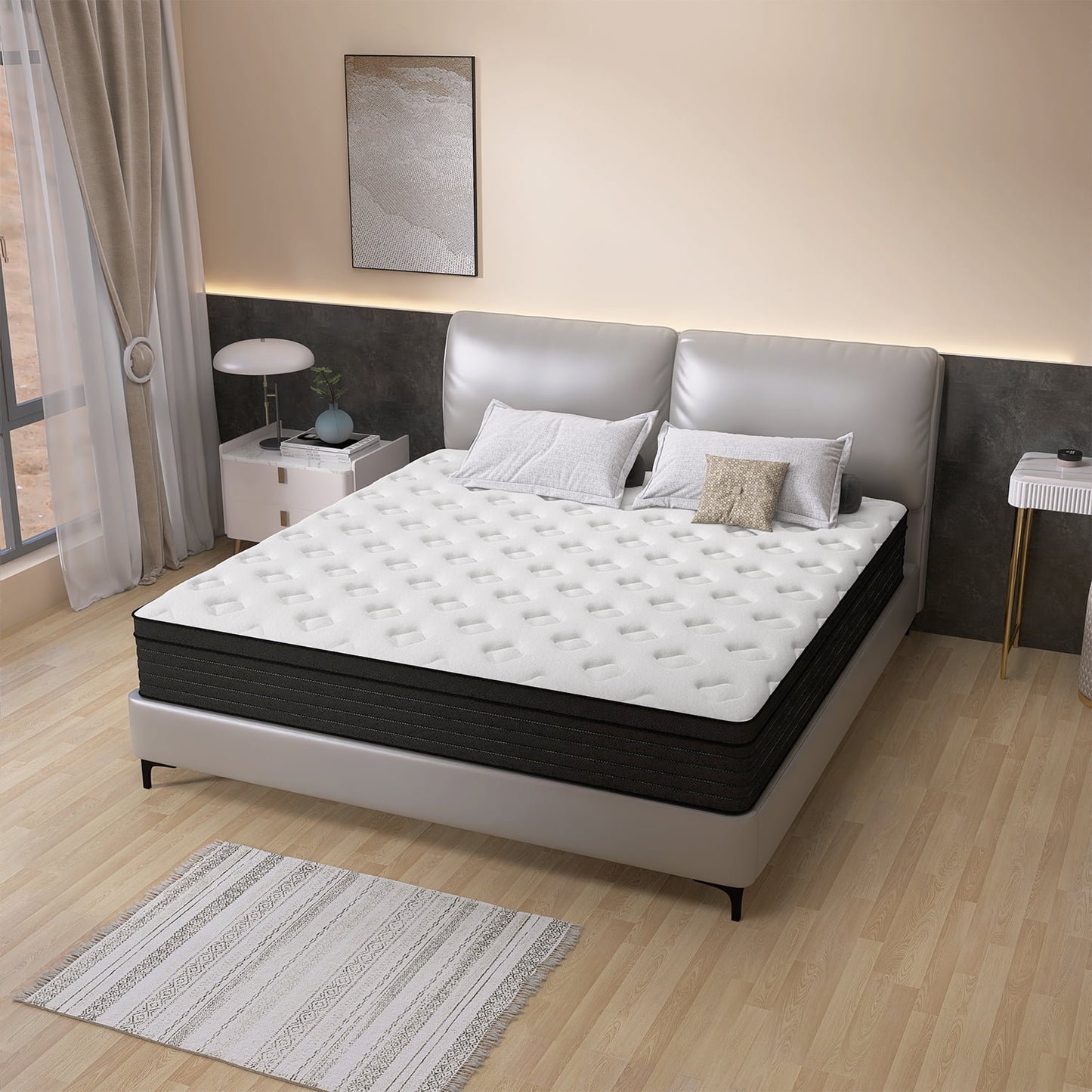 Mulinature 12/14 INCH TWIN FULL QUEEN KING MATTRESS ,HYBRID MATTRESSES MEDIUM FIRM IN A BOX