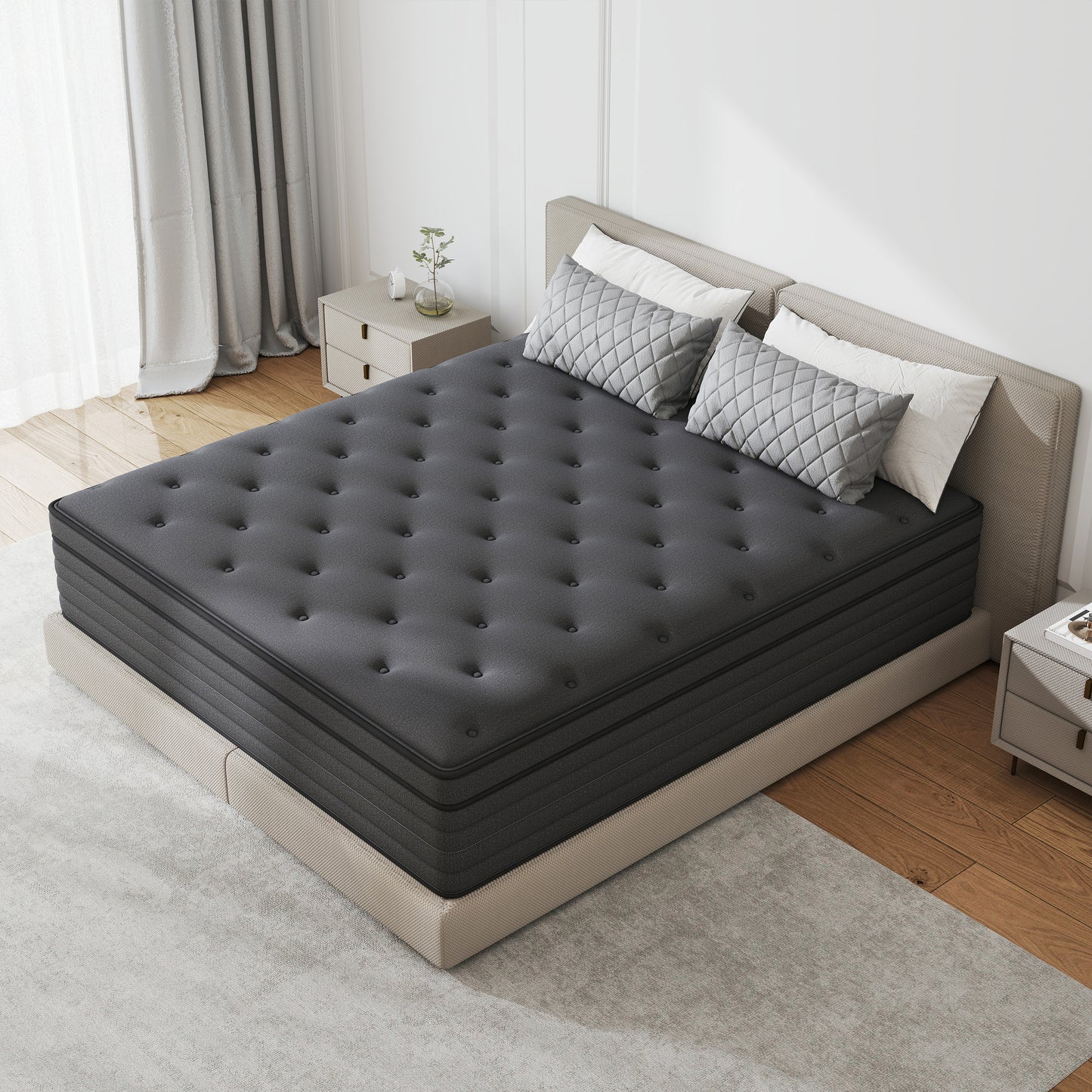 lemontalking 12/14 INCH TWIN FULL QUEEN KING MATTRESS ,HYBRID MATTRESSES MEDIUM FIRM IN A BOX