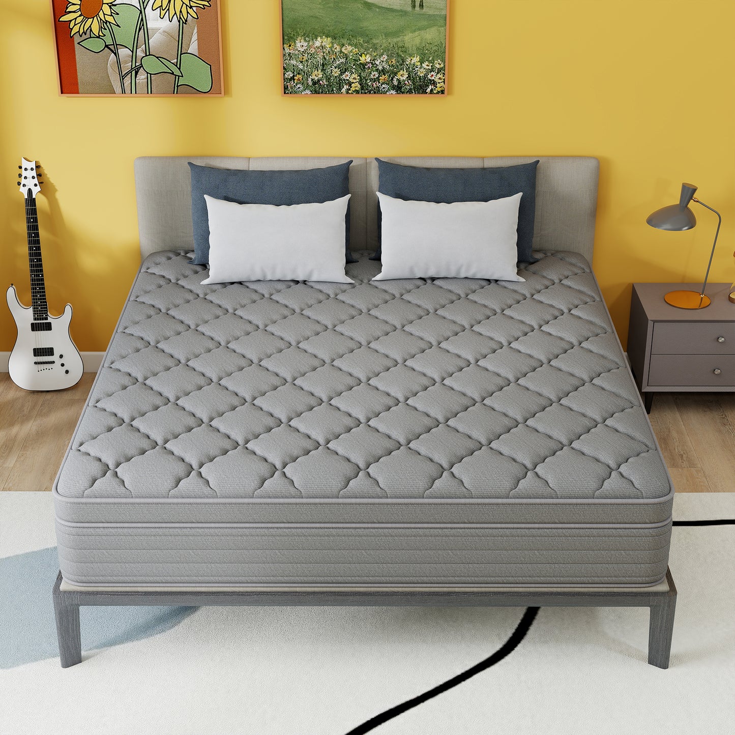 Kviwasha 12/14 INCH TWIN FULL QUEEN KING MATTRESS MEDIUM COMFORT TWIN SIZE FOR ADULT HYBRID MATTRESS IN A BOX