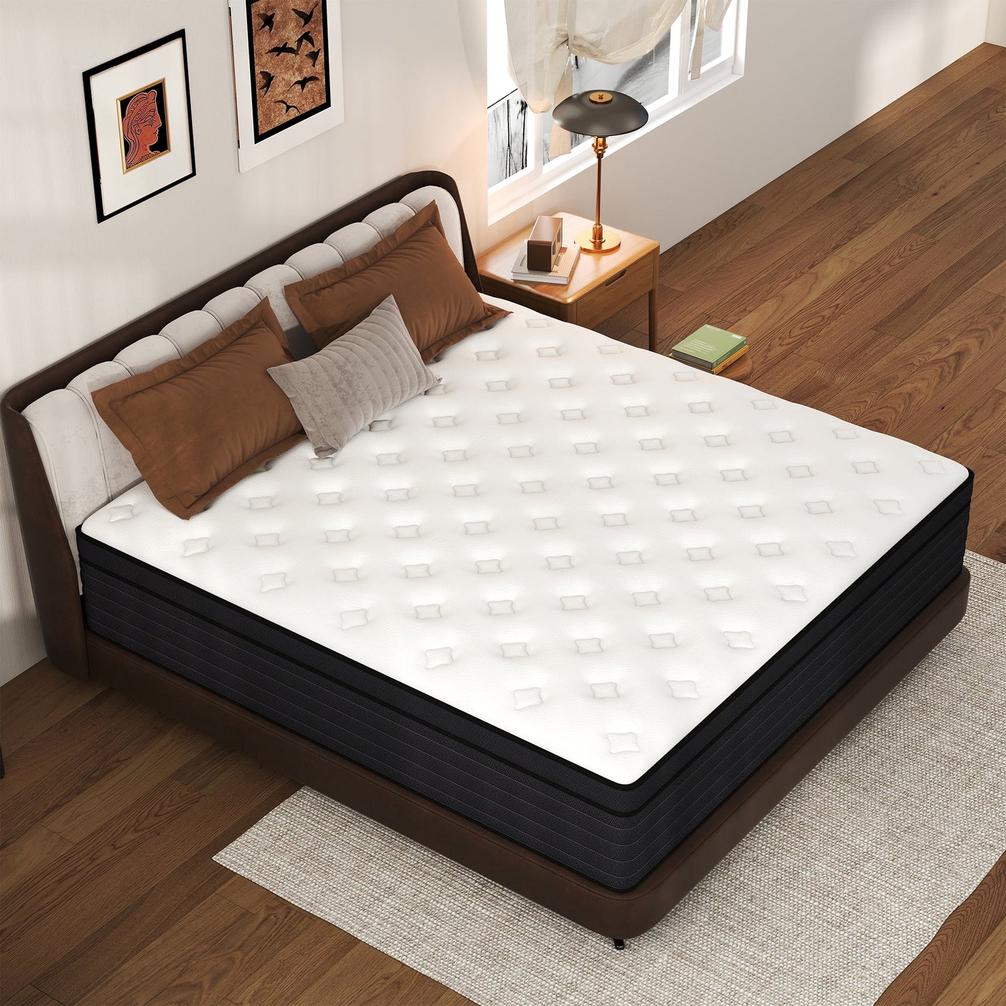 Mokiiya 8/10/12/14 INCH TWIN FULL QUEEN KING MATTRESS ,HYBRID MATTRESSES MEDIUM FIRM IN A BOX