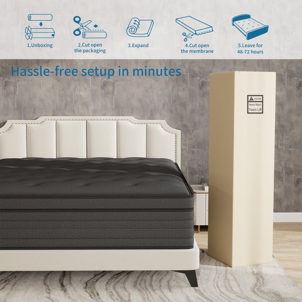 Mokiiya 14 inch Full Mattress, Gel Memory Foam & Spring Hybrid Medium Comfort Mattress in a Box