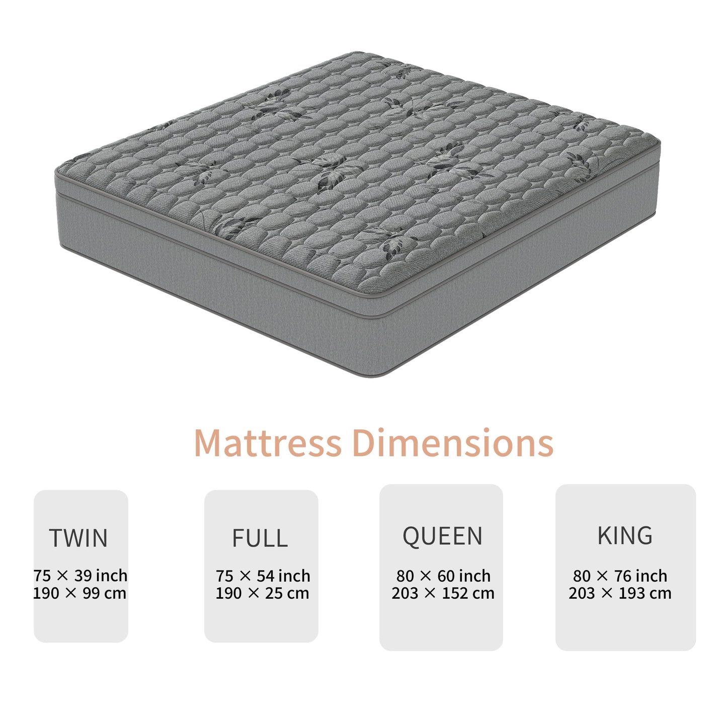 Mokiiya 12/14 INCH TWIN FULL QUEEN KING MATTRESS ,HYBRID MATTRESSES MEDIUM FIRM IN A BOX