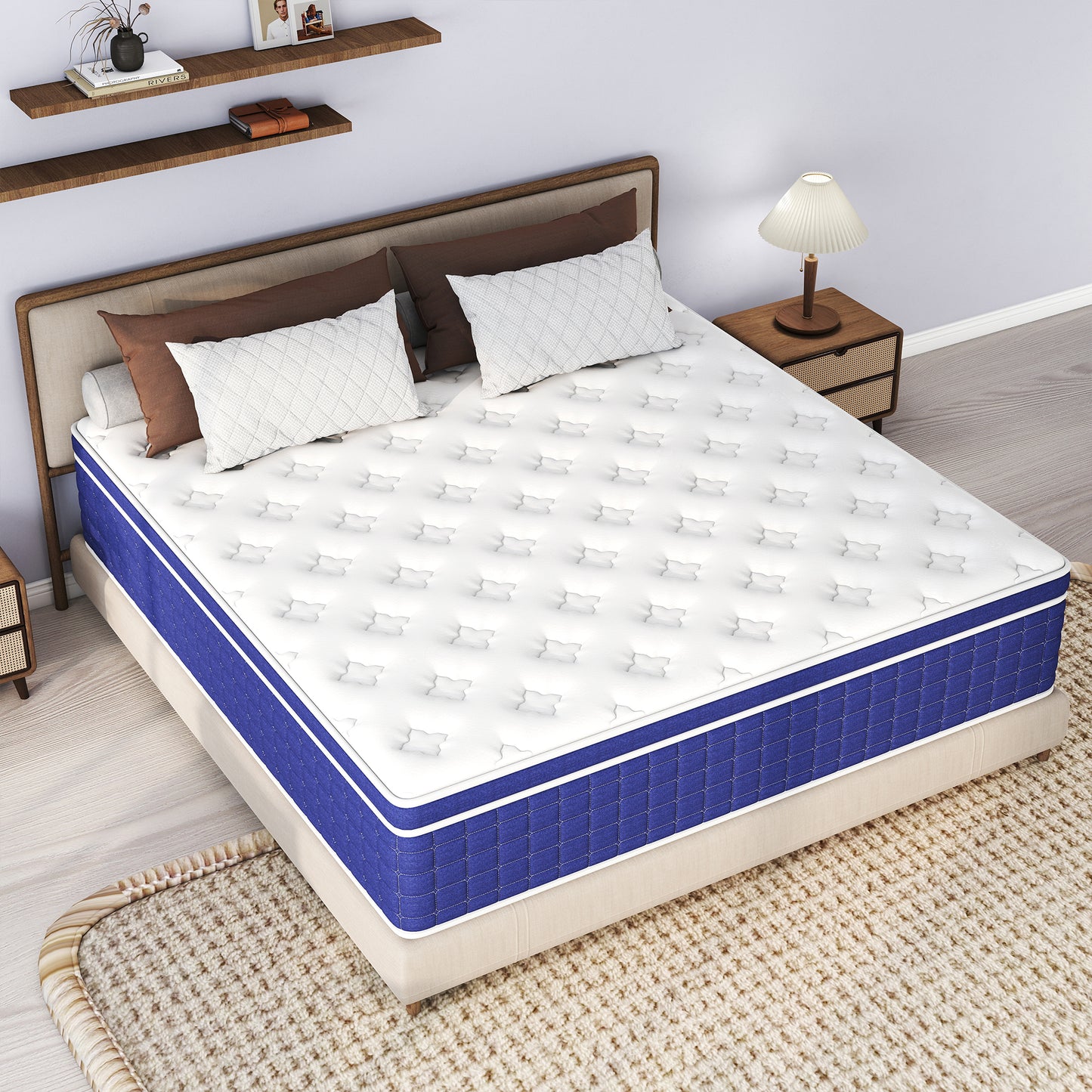 Kviwasha 12/14 INCH TWIN FULL QUEEN KING MATTRESS MEDIUM COMFORT TWIN SIZE FOR ADULT HYBRID MATTRESS IN A BOX
