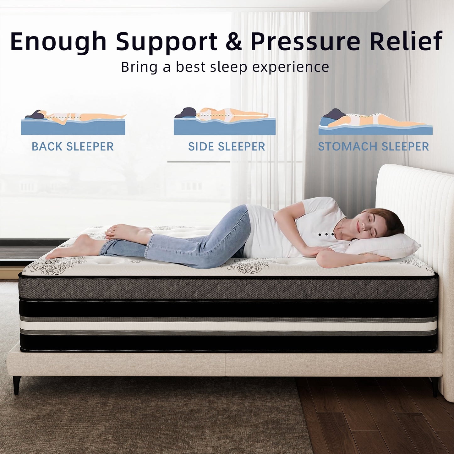 Abunitt 12/14 INCH TWIN FULL QUEEN KING MATTRESS MEDIUM COMFORT TWIN SIZE FOR ADULT HYBRID MATTRESS IN A BOX