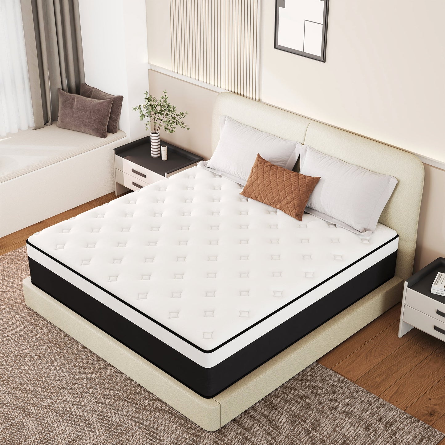 Abunitt 8/10/12/14 INCH TWIN FULL QUEEN KING MATTRESS MEDIUM COMFORT TWIN SIZE FOR ADULT HYBRID MATTRESS IN A BOX