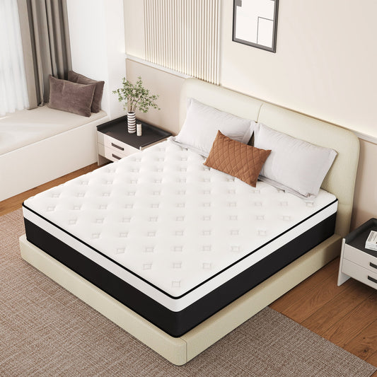 Abunitt 8/10/12/14 INCH TWIN FULL QUEEN KING MATTRESS MEDIUM COMFORT TWIN SIZE FOR ADULT HYBRID MATTRESS IN A BOX