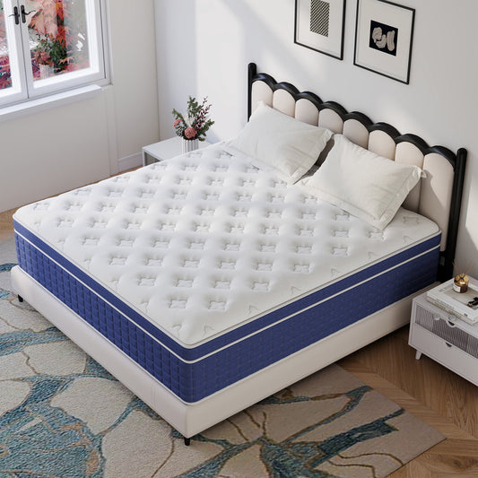 Mokiiya 12/14 INCH TWIN FULL QUEEN KING MATTRESS ,HYBRID MATTRESSES MEDIUM FIRM IN A BOX