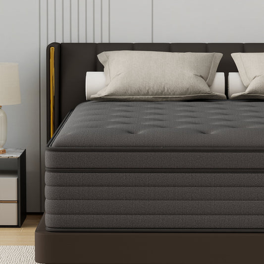 Mokiiya 14 inch King Mattress Gel Memory Foam Pocket Innerspring Hybrid Mattress In a Box Medium Firm, Pressure Relief