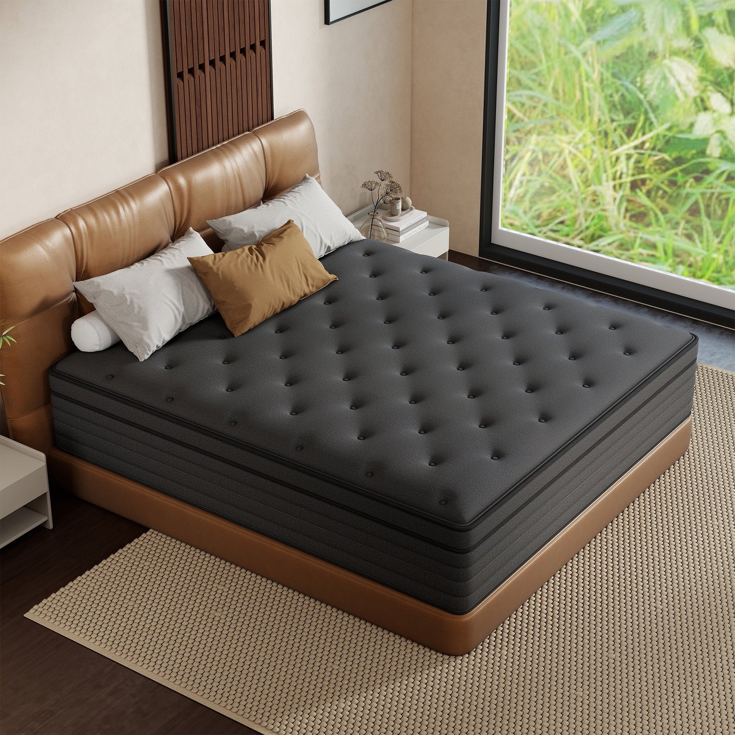 Mokiiya 12/14 INCH TWIN FULL QUEEN KING MATTRESS ,HYBRID MATTRESSES MEDIUM FIRM IN A BOX