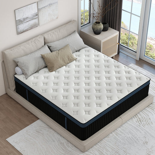 Mokiiya 12/14 INCH TWIN FULL QUEEN KING MATTRESS ,HYBRID MATTRESSES MEDIUM FIRM IN A BOX