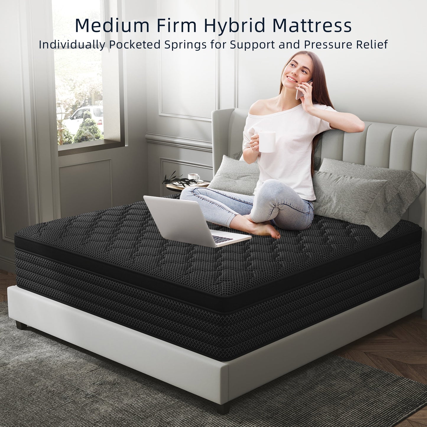 Kviwasha 12/14 INCH TWIN FULL QUEEN KING MATTRESS MEDIUM COMFORT TWIN SIZE FOR ADULT HYBRID MATTRESS IN A BOX