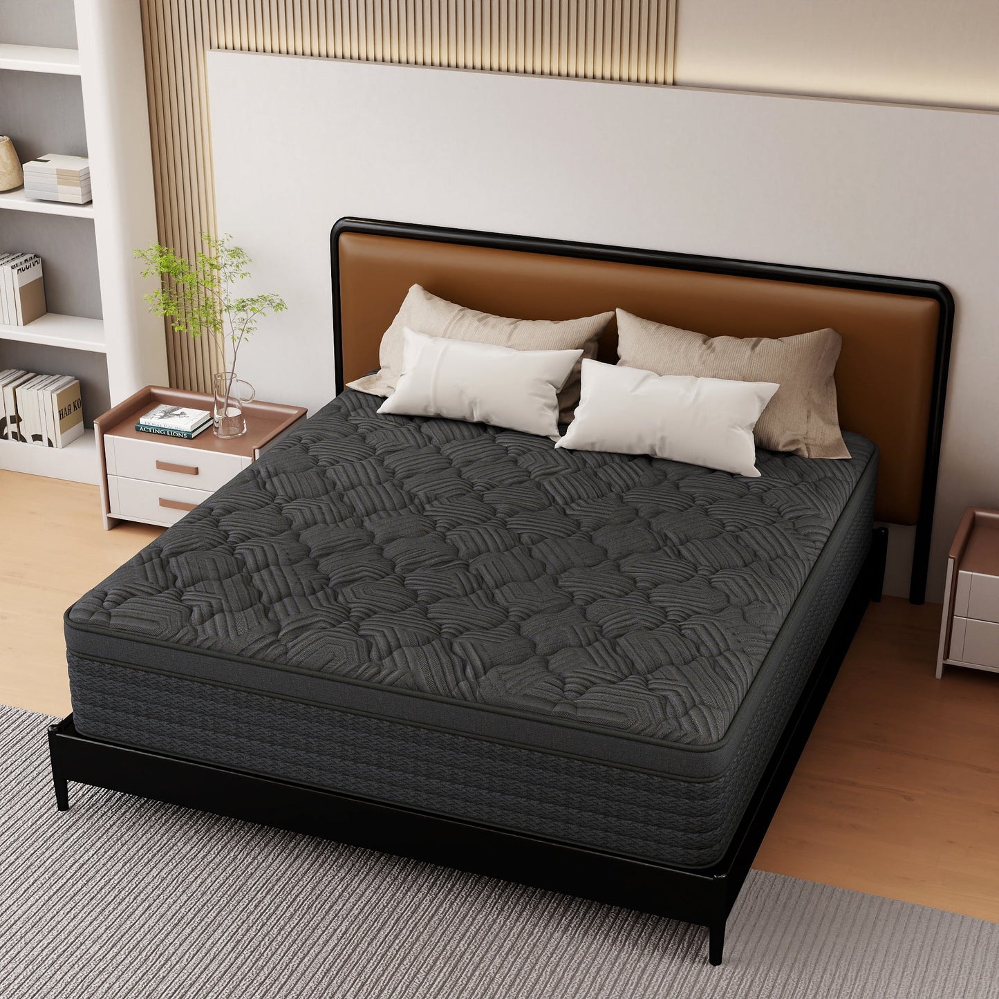 Mokiiya 12/14 INCH TWIN FULL QUEEN KING MATTRESS ,HYBRID MATTRESSES MEDIUM FIRM IN A BOX