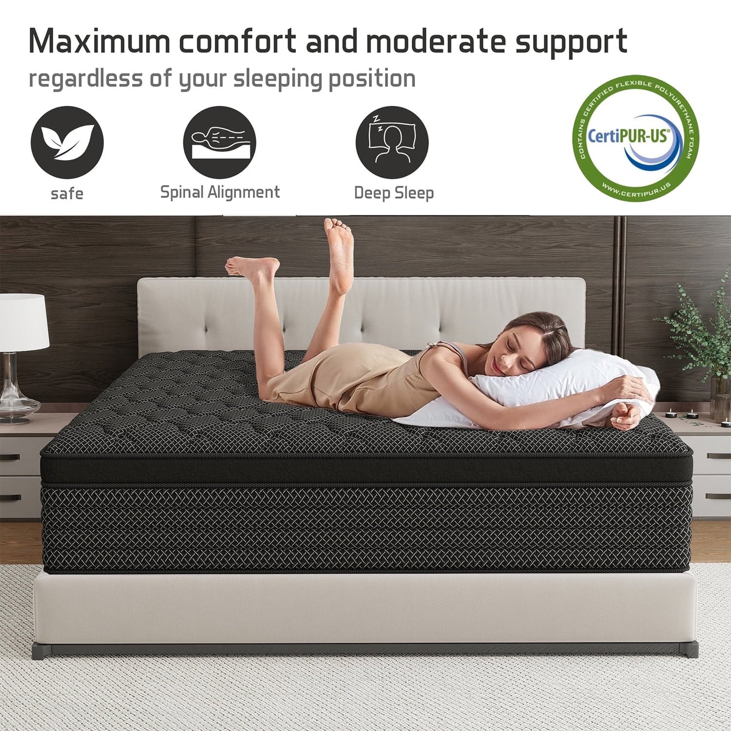 Abunitt 12/14 INCH TWIN FULL QUEEN KING MATTRESS MEDIUM COMFORT TWIN SIZE FOR ADULT HYBRID MATTRESS IN A BOX