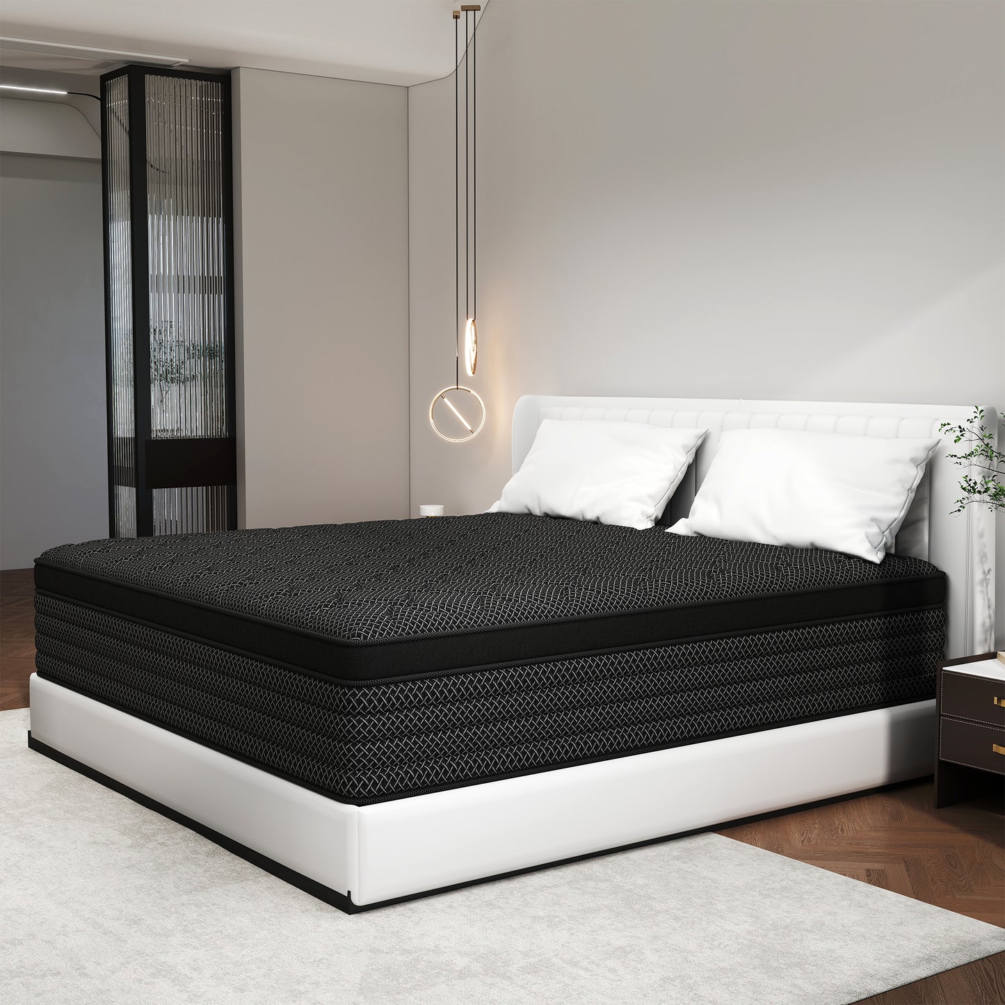 YILICY TWIN FULL QUEEN KING MATTRESS, 12/14 INCH HYBRID MATTRESS IN A BOX WITH MEMORY FOAM AND POCKET SPRING, BREATHABLE CONSTRUCTION BLACK MEDIUM