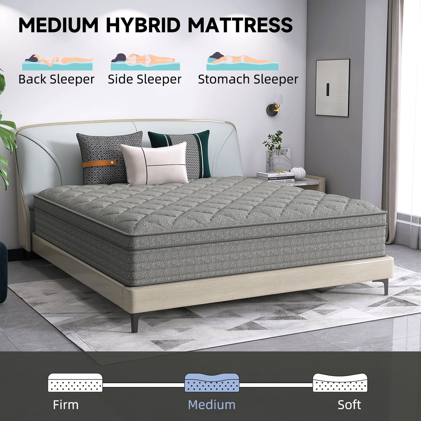 DalisTairy 12/14 INCH TWIN FULL QUEEN KING MATTRESS ,HYBRID MATTRESSES MEDIUM FIRM IN A BOX