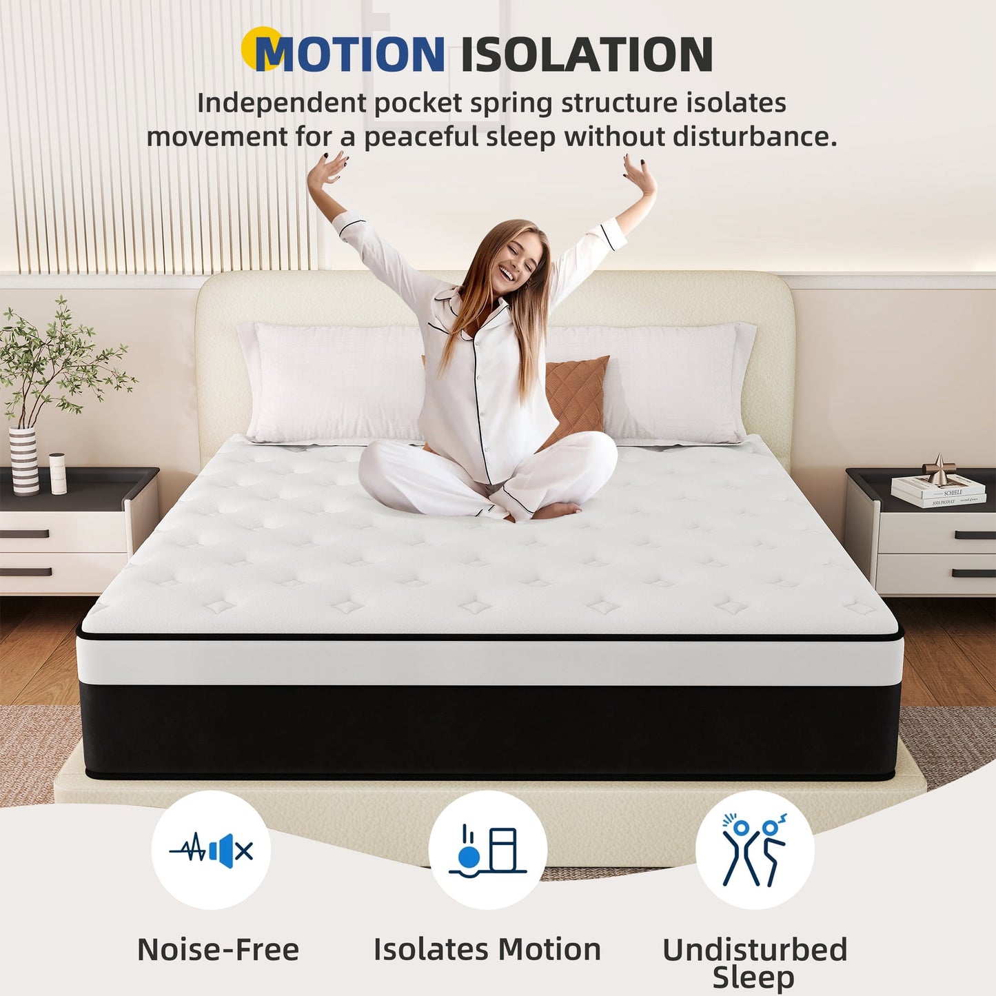 Abunitt 8/10/12/14 INCH TWIN FULL QUEEN KING MATTRESS MEDIUM COMFORT TWIN SIZE FOR ADULT HYBRID MATTRESS IN A BOX
