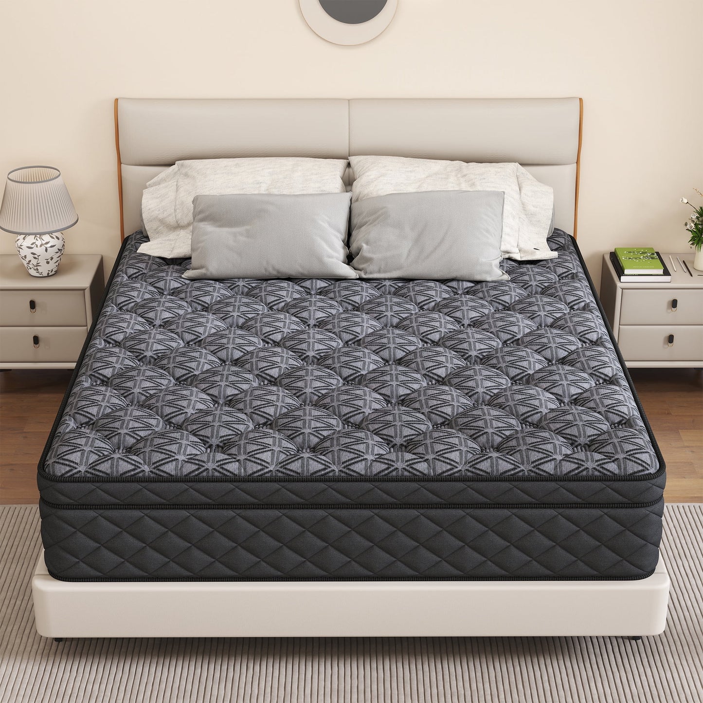 Mokiiya 12/14 INCH TWIN FULL QUEEN KING MATTRESS ,HYBRID MATTRESSES MEDIUM FIRM IN A BOX