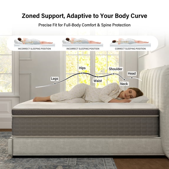 Kviwasha 10/12/14 INCH TWIN FULL QUEEN KING MATTRESS MEDIUM COMFORT TWIN SIZE FOR ADULT HYBRID MATTRESS IN A BOX