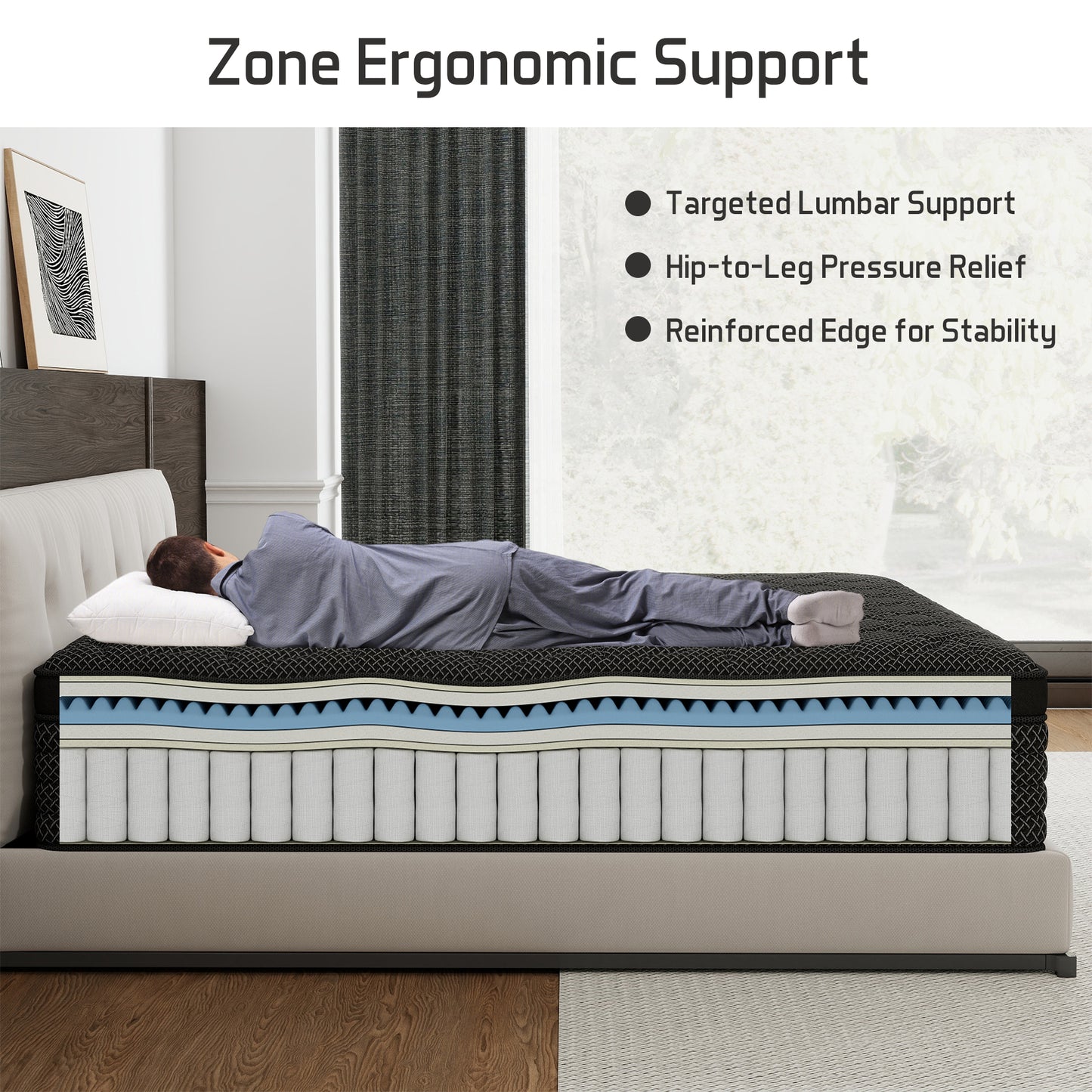 Kviwasha 12/14 INCH TWIN FULL QUEEN KING MATTRESS MEDIUM COMFORT TWIN SIZE FOR ADULT HYBRID MATTRESS IN A BOX