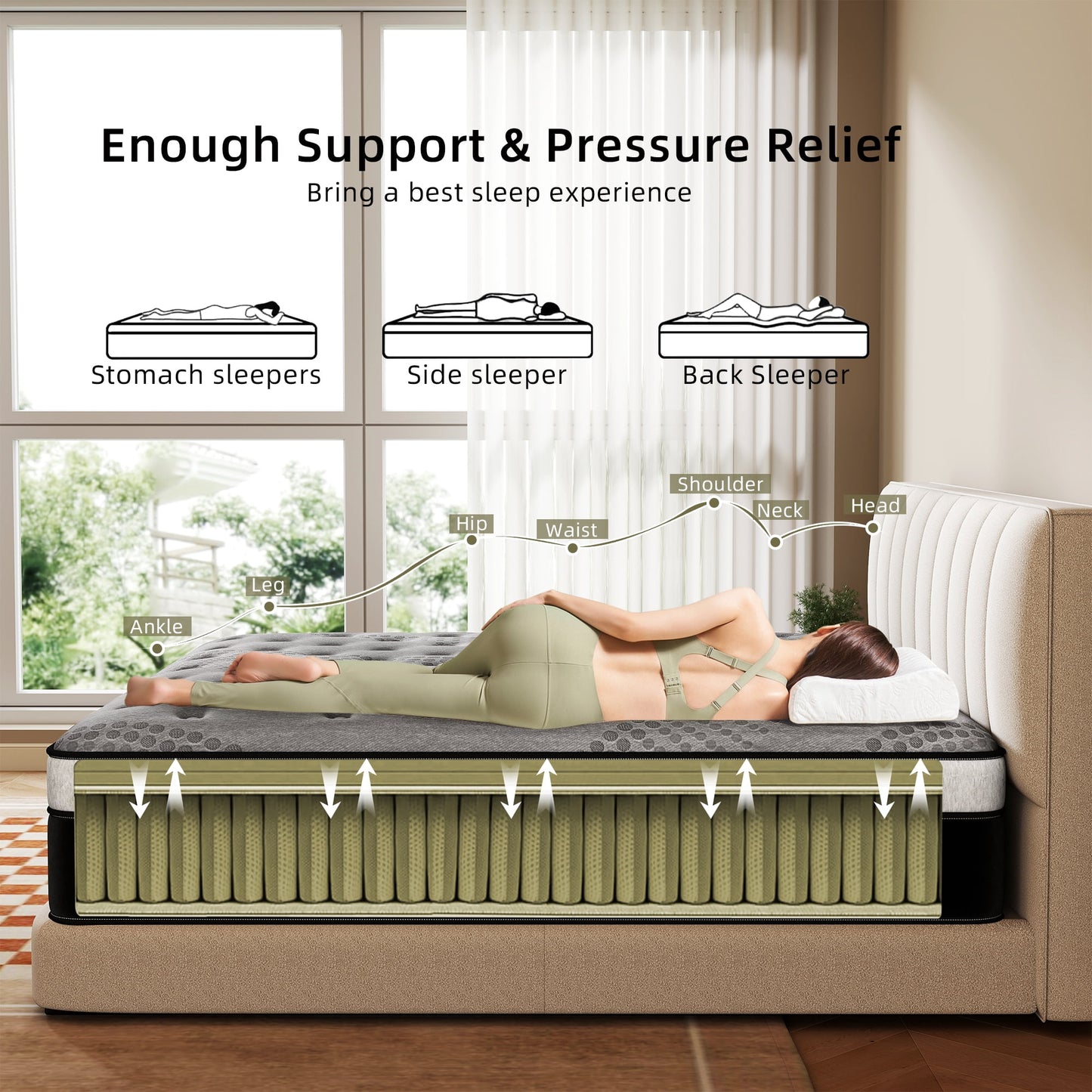 Abunitt 12/14 INCH TWIN FULL QUEEN KING MATTRESS MEDIUM COMFORT TWIN SIZE FOR ADULT HYBRID MATTRESS IN A BOX