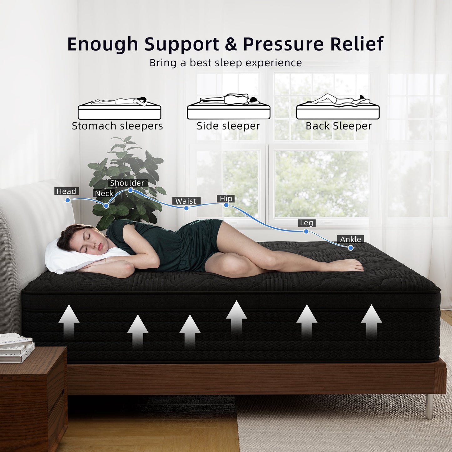 Kviwasha 12/14 INCH TWIN FULL QUEEN KING MATTRESS MEDIUM COMFORT TWIN SIZE FOR ADULT HYBRID MATTRESS IN A BOX