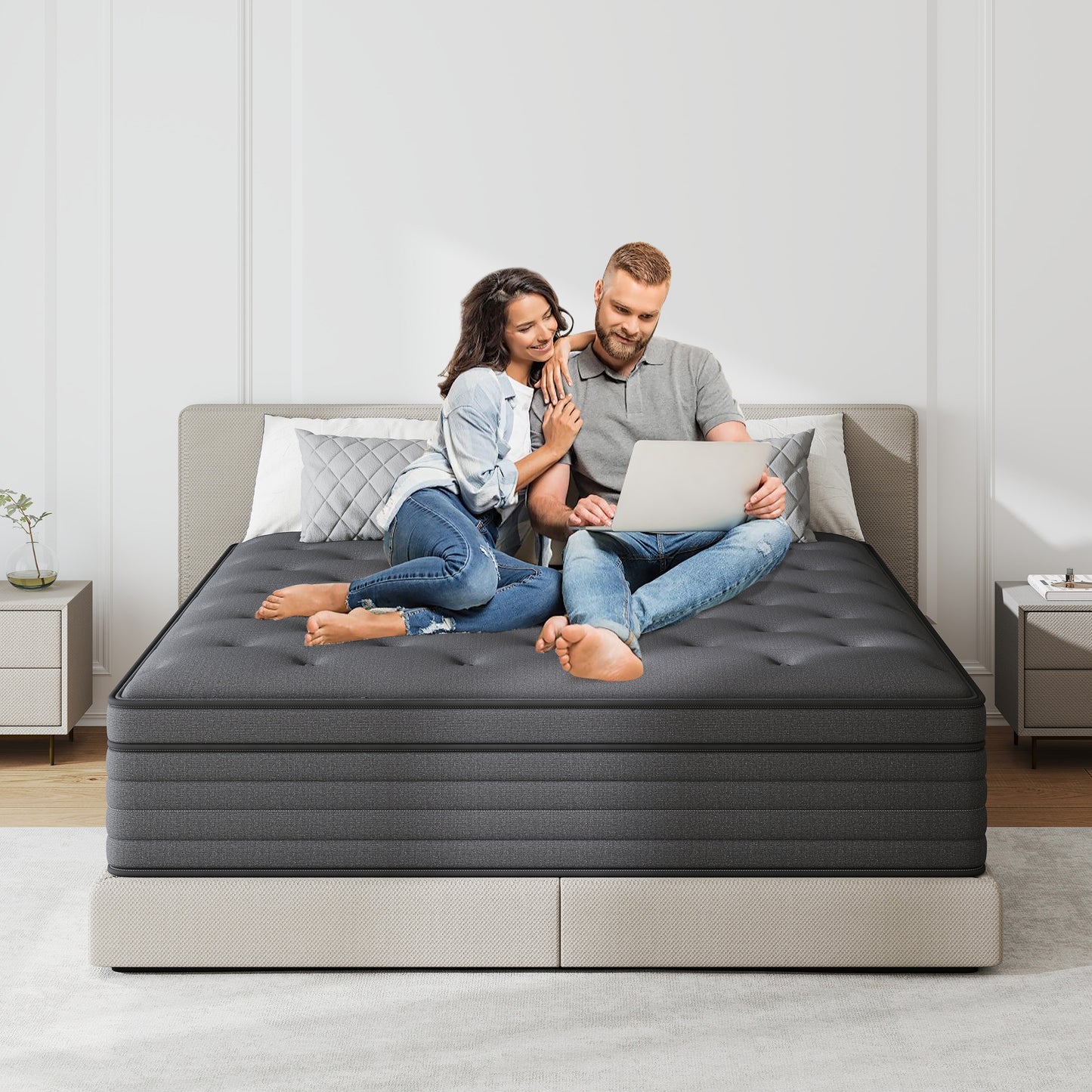 lemontalking 12/14 INCH TWIN FULL QUEEN KING MATTRESS ,HYBRID MATTRESSES MEDIUM FIRM IN A BOX