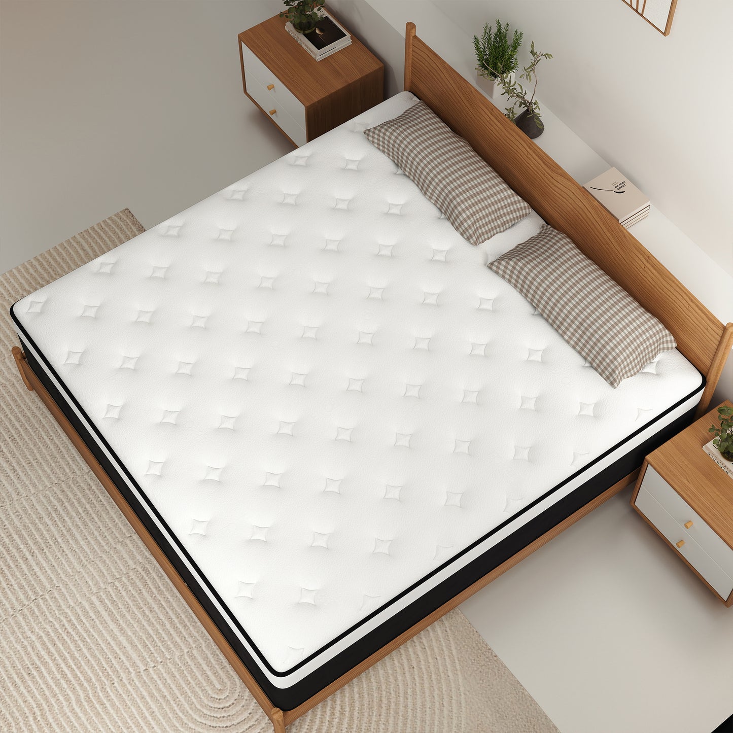 Kviwasha  8 /10/12/14 INCH TWIN FULL QUEEN KING HYBRID MEMORY FOAM MATTRESS IN A BOX MEDIUM FIRM SOFT AND BREATHABLE