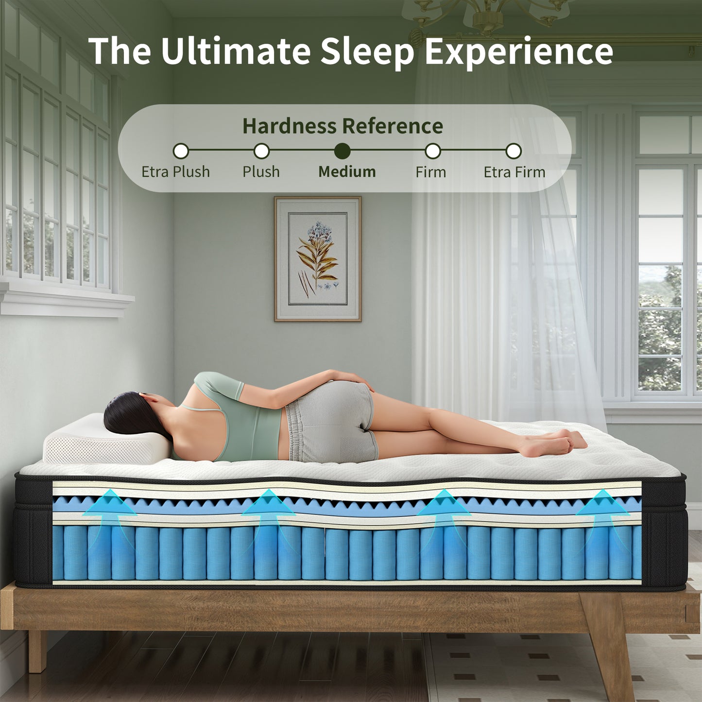 CICIMLU 12/14 INCH TWIN FULL QUEEN KING MATTRESS ,HYBRID MATTRESSES MEDIUM FIRM IN A BOX