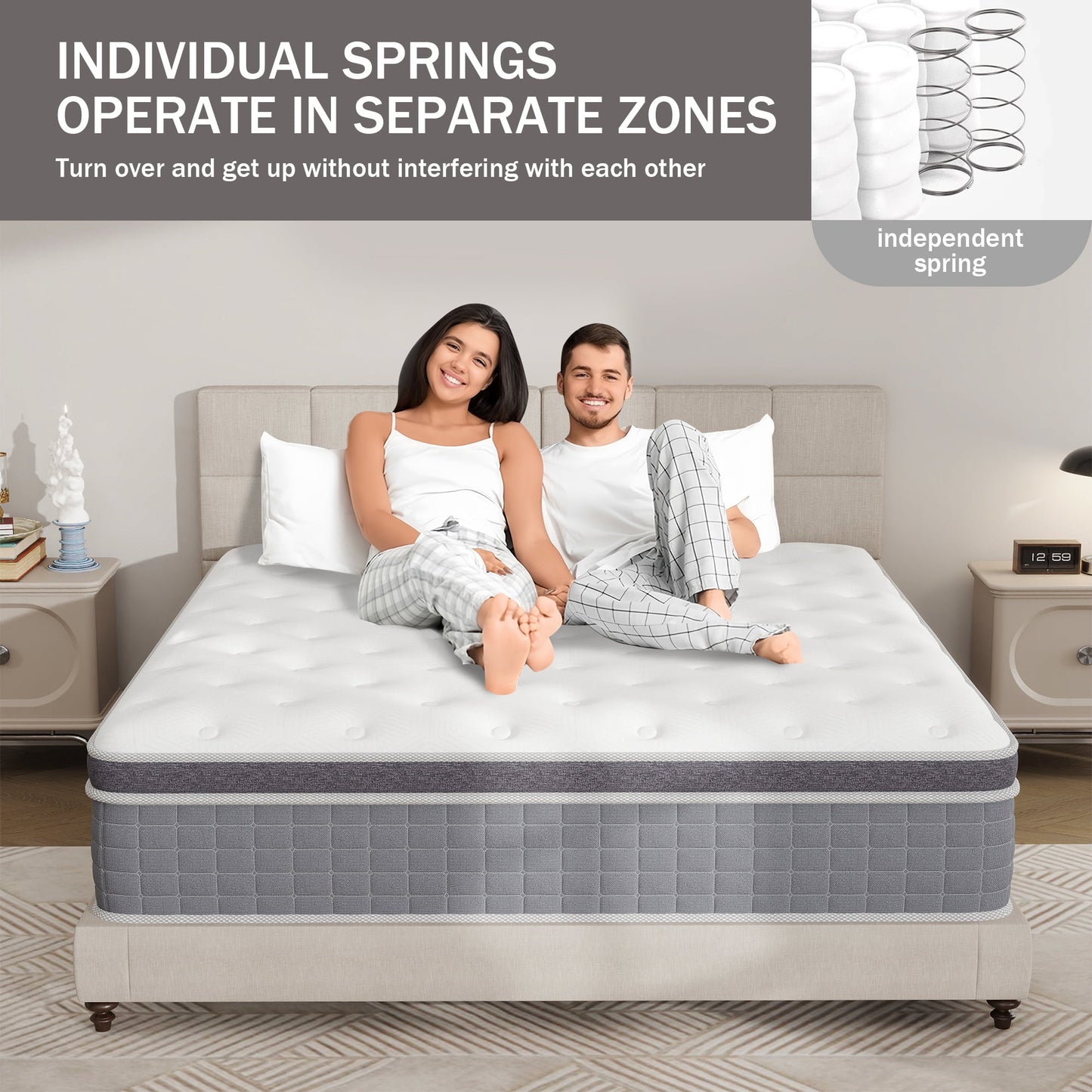 Yilicy 10/12/14 INCH TWIN FULL QUEEN KING ADULT MATTRESS WITH POCKET SPRING HYBRID MEMORY FOAM MEDIUM FIRM MATTRESS