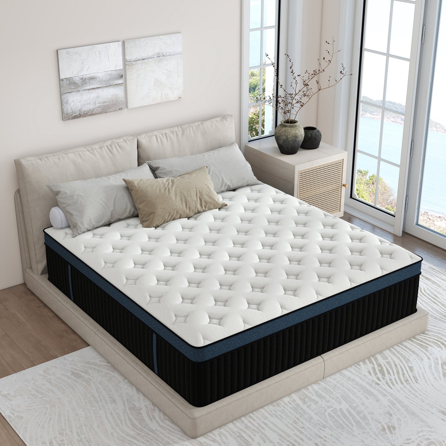 Mokiiya 12/14 INCH TWIN FULL QUEEN KING MATTRESS ,HYBRID MATTRESSES MEDIUM FIRM IN A BOX