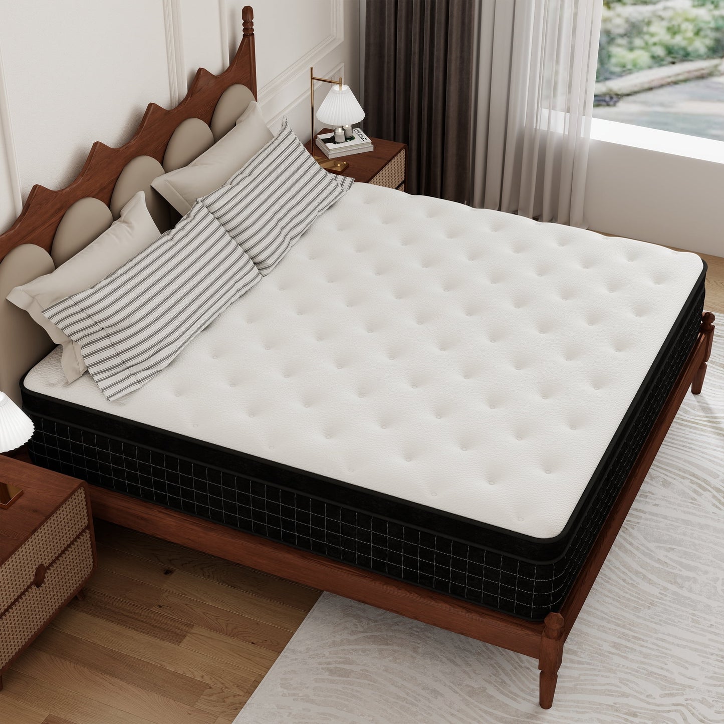 Mokiiya 12/14 INCH TWIN FULL QUEEN KING MATTRESS ,HYBRID MATTRESSES MEDIUM FIRM IN A BOX