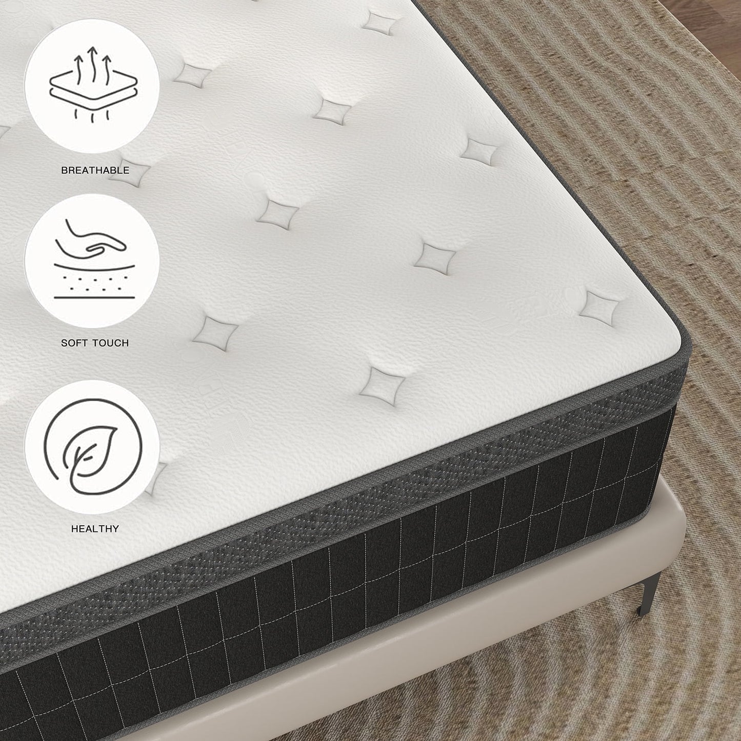 Yilicy 10/12/14 INCH TWIN FULL QUEEN KING MATTRESS MEDIUM COMFORT TWIN SIZE FOR ADULT HYBRID MATTRESS IN A BOX