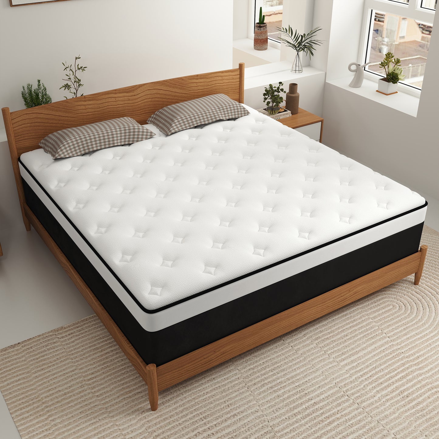 Kviwasha  8 /10/12/14 INCH TWIN FULL QUEEN KING HYBRID MEMORY FOAM MATTRESS IN A BOX MEDIUM FIRM SOFT AND BREATHABLE