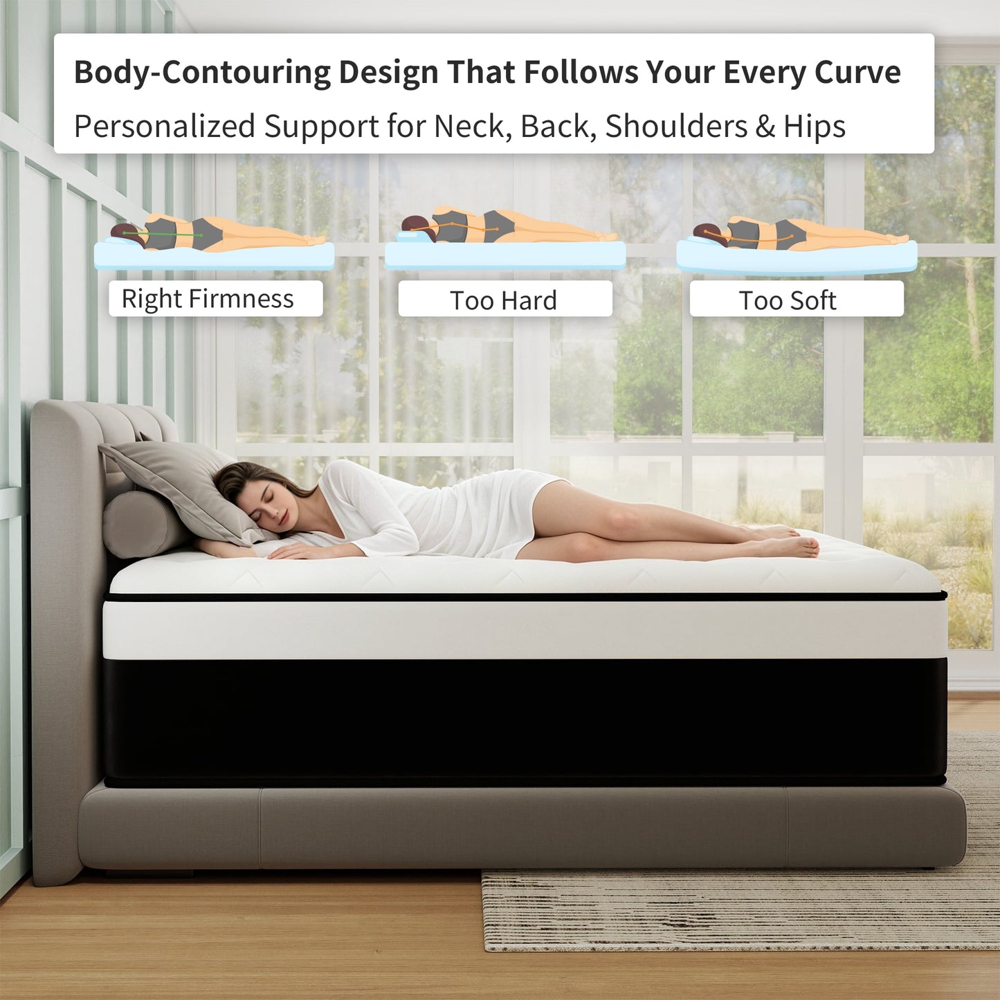 Abunitt 8/10/12/14 INCH TWIN FULL QUEEN KING MATTRESS MEDIUM COMFORT TWIN SIZE FOR ADULT HYBRID MATTRESS IN A BOX