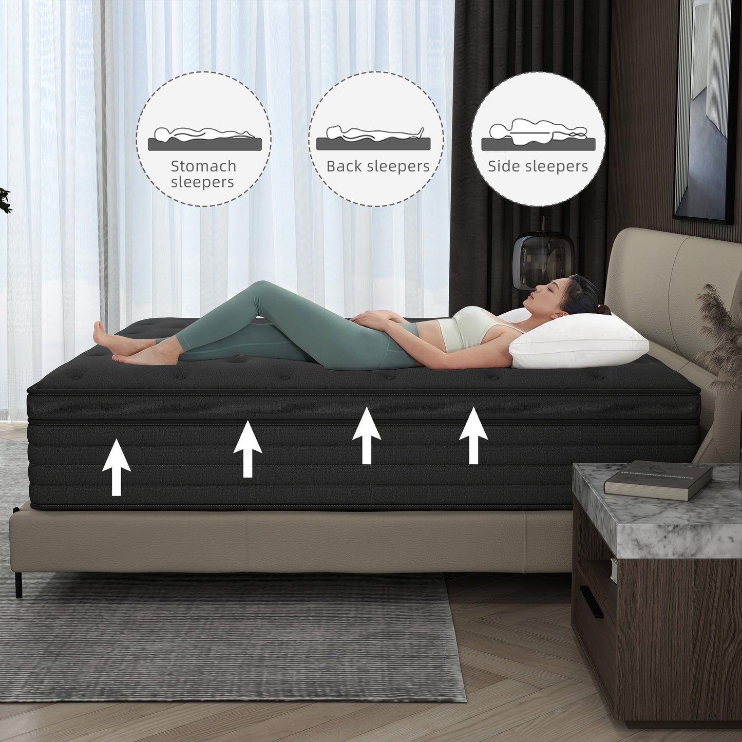 Mulinature 12/14 INCH TWIN FULL QUEEN KING MATTRESS ,HYBRID MATTRESSES MEDIUM FIRM IN A BOX