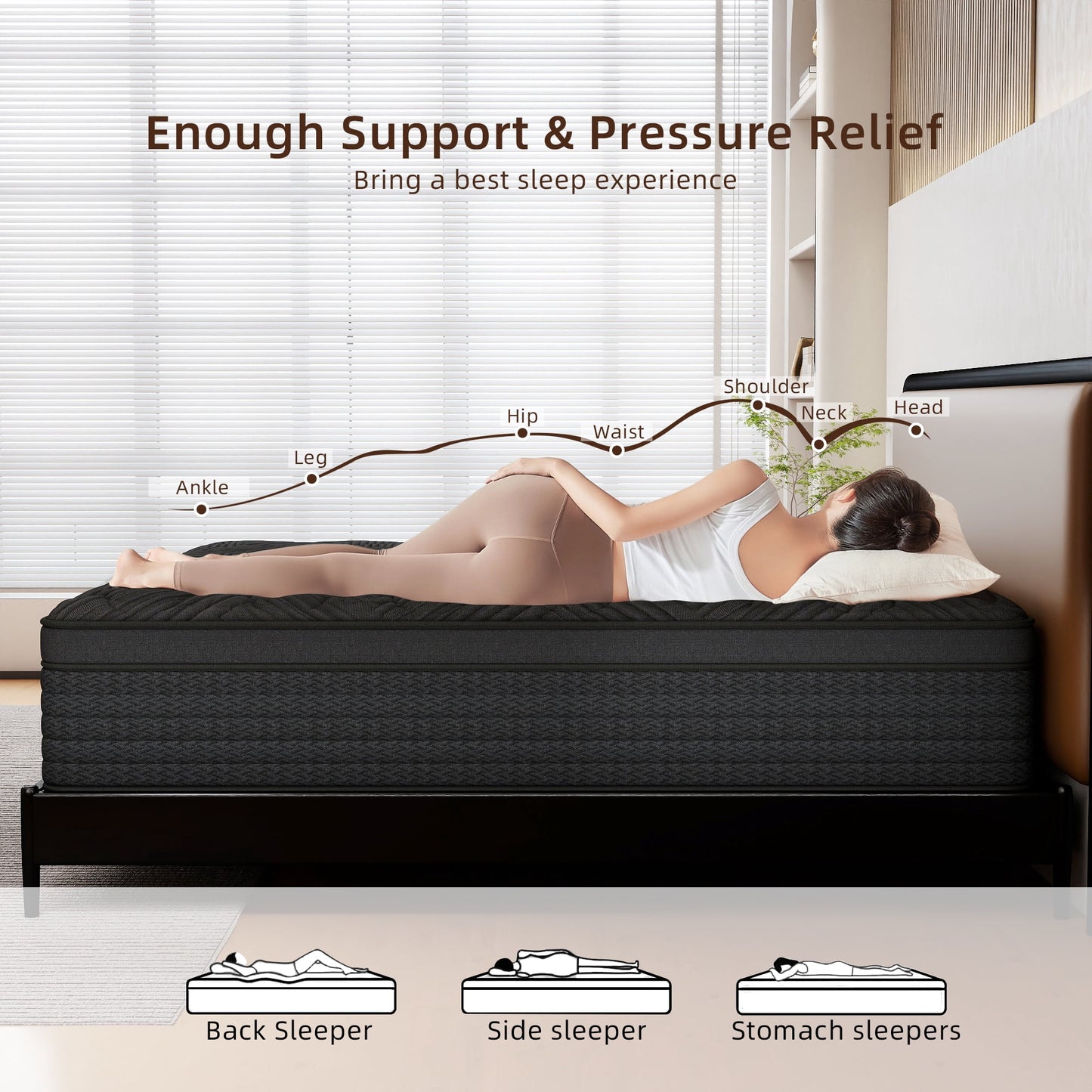 Mokiiya 12/14 INCH TWIN FULL QUEEN KING MATTRESS ,HYBRID MATTRESSES MEDIUM FIRM IN A BOX