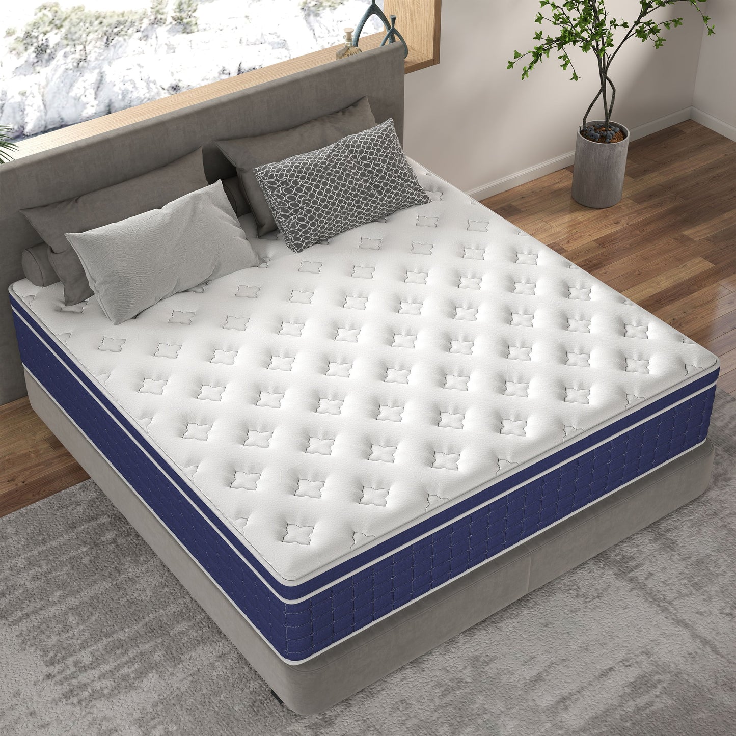 lemontalking 12/14 INCH TWIN FULL QUEEN KING MATTRESS ,HYBRID MATTRESSES MEDIUM FIRM IN A BOX