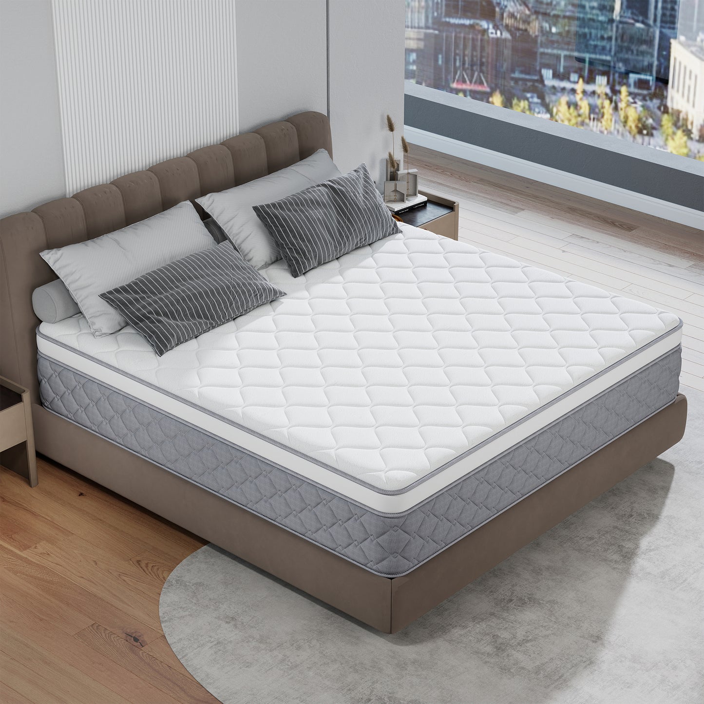 Kviwasha 14 INCH TWIN FULL QUEEN KING MATTRESS MEDIUM COMFORT TWIN SIZE FOR ADULT HYBRID MATTRESS IN A BOX